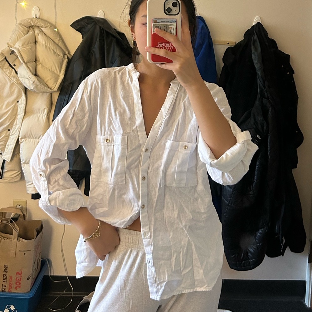 Zara linen long sleeve button up